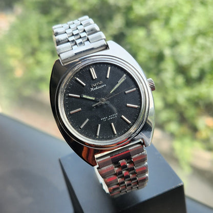 Vintage Original HMT Kohinoor Hand Winding 17 Jewels Black Face Men's Wrist Watch HM179