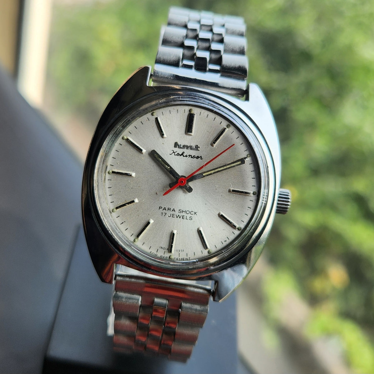 Vintage Original HMT Kohinoor Hand Winding 17 Jewels Silver Face Men's Wrist Watch HM180