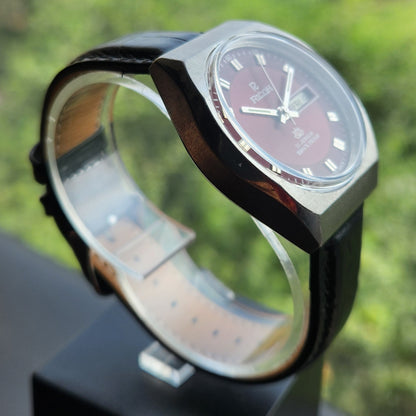 Vintage Ricoh R31 Automatic Red Face New Strap 21 Jewels Day-Date Men's Wrist Watch R120