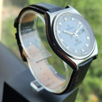 Vintage Ricoh R31 Automatic White Face New Strap 21 Jewels Day-Date Men's Wrist Watch R123