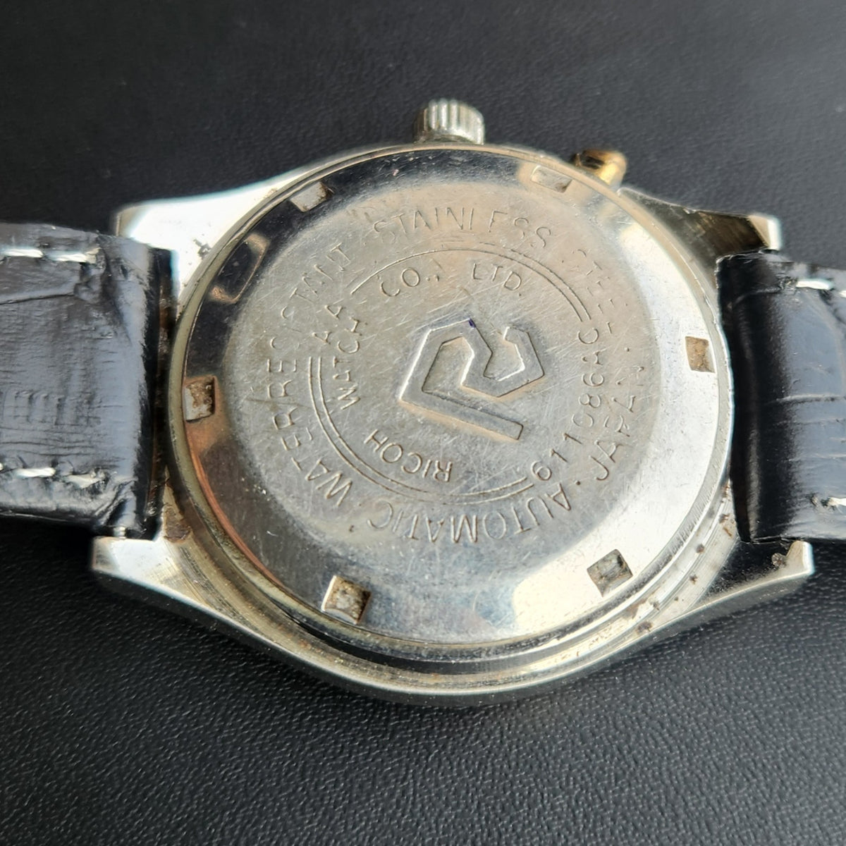Vintage Ricoh R31 Automatic Yellow Face New Strap 21 Jewels Day-Date Men's Wrist Watch R127
