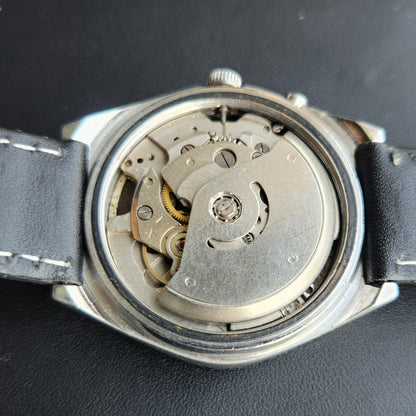 Vintage Ricoh R31 Automatic Black Face New Strap 21 Jewels Day-Date Men's Wrist Watch R128
