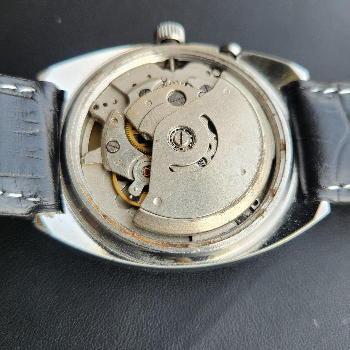 Vintage Ricoh R31 Automatic Black Face New Strap 21 Jewels Day-Date Men's Wrist Watch R129