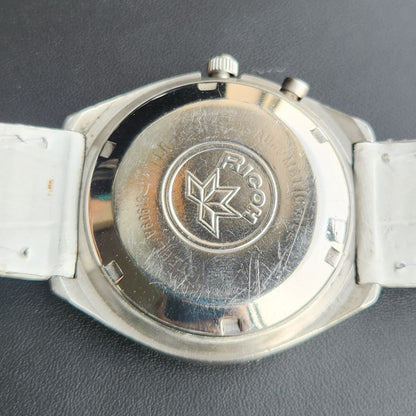 Vintage Ricoh R31 Automatic White Face New Strap 21 Jewels Day-Date Men's Wrist Watch R130