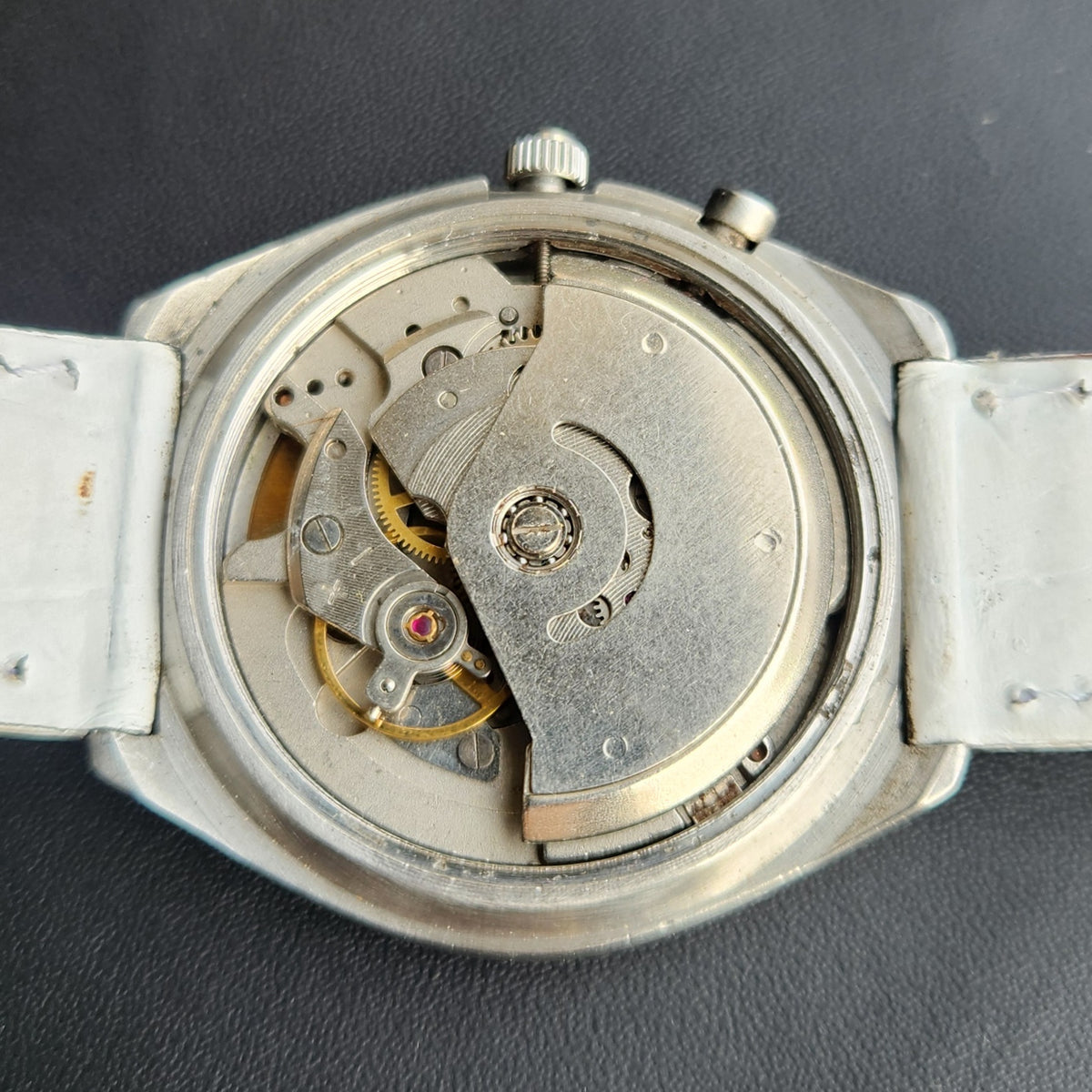 Vintage Ricoh R31 Automatic White Face New Strap 21 Jewels Day-Date Men's Wrist Watch R130