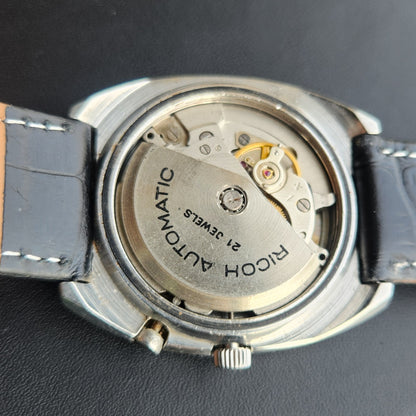 Vintage Ricoh R31 Automatic Green Face New Strap 21 Jewels Day-Date Men's Wrist Watch R133