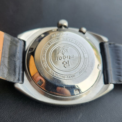 Vintage Ricoh R31 Automatic Black Face New Strap 21 Jewels Day-Date Men's Wrist Watch R134