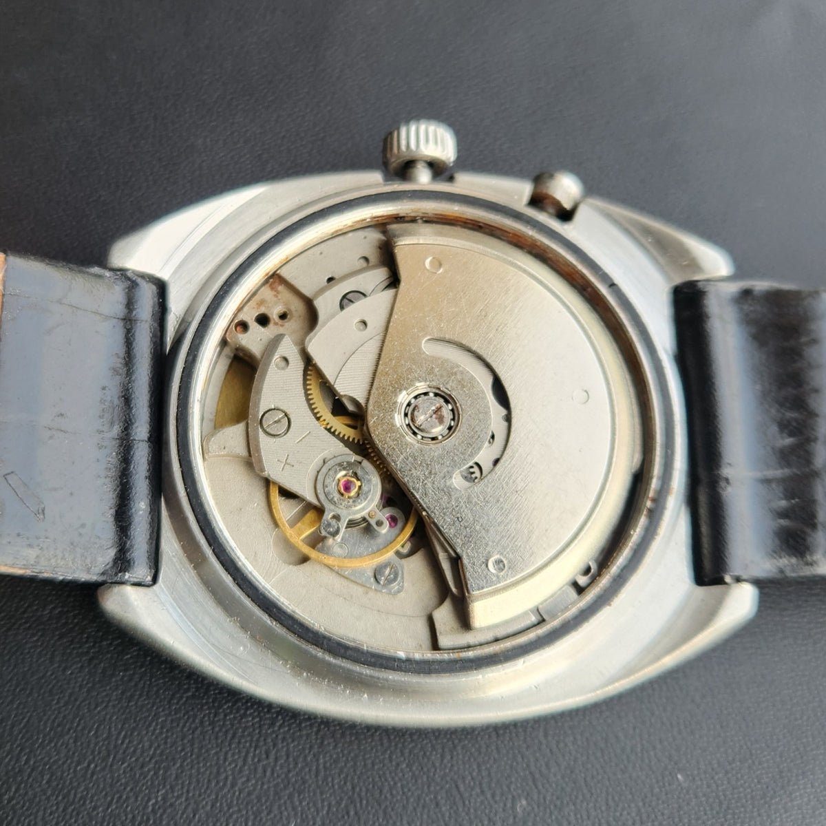 Vintage Ricoh R31 Automatic Black Face New Strap 21 Jewels Day-Date Men's Wrist Watch R134
