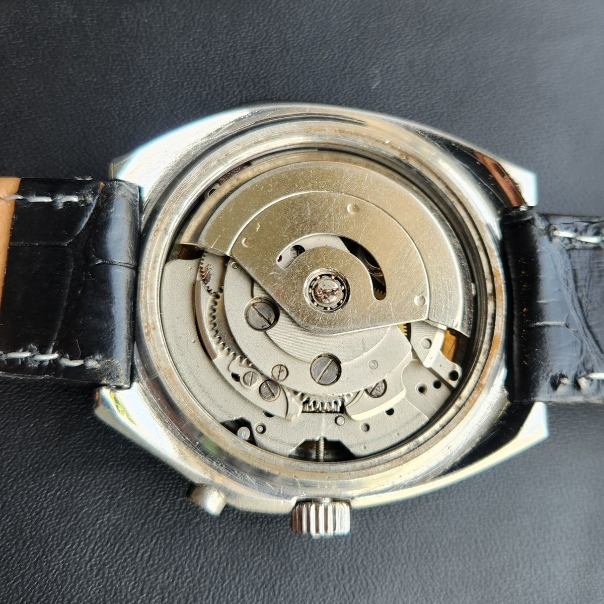 Vintage Ricoh R31 Automatic Black Face New Strap 21 Jewels Day-Date Men's Wrist Watch R135