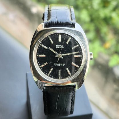 Vintage Original HMT Kohinoor Hand Winding 17 Jewels Black Face Men's Wrist Watch HM181