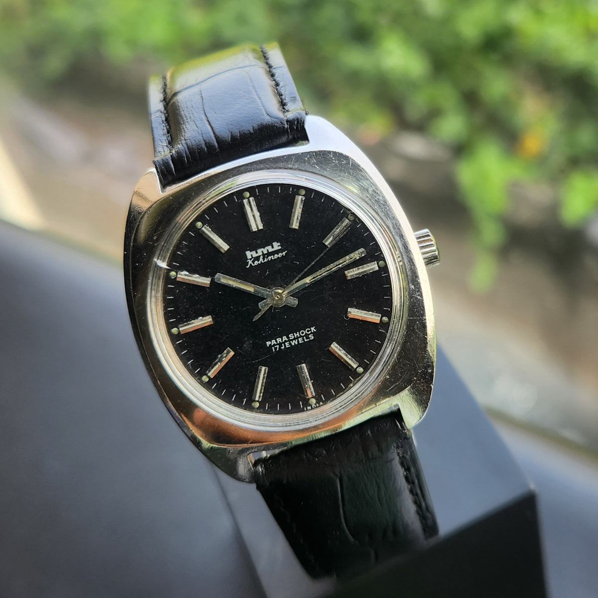Vintage Original HMT Kohinoor Hand Winding 17 Jewels Black Face Men's Wrist Watch HM181