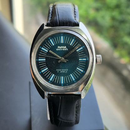 Vintage Original HMT Avinash Hand Winding 17 Jewels Blue Face Men's Wrist Watch HM184
