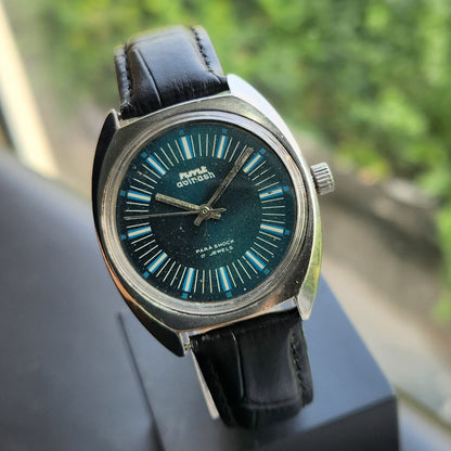 Vintage Original HMT Avinash Hand Winding 17 Jewels Blue Face Men's Wrist Watch HM184