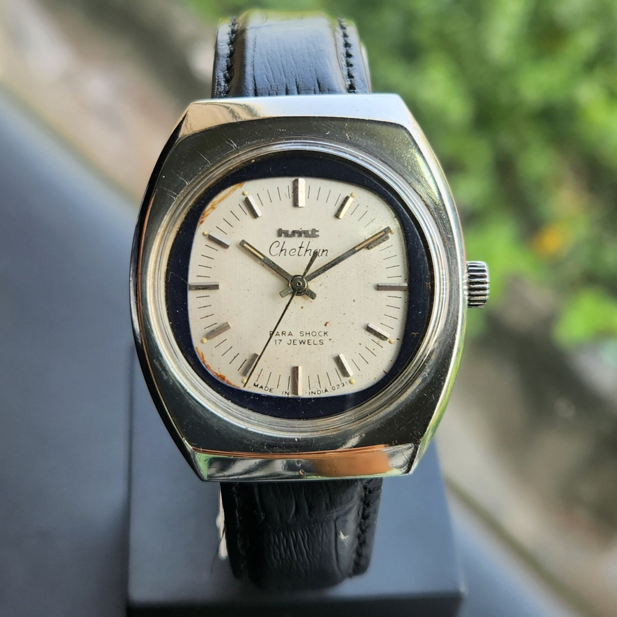 Vintage Original HMT Chethan Hand Winding 17 Jewels Silver Face Men's Wrist Watch HM185