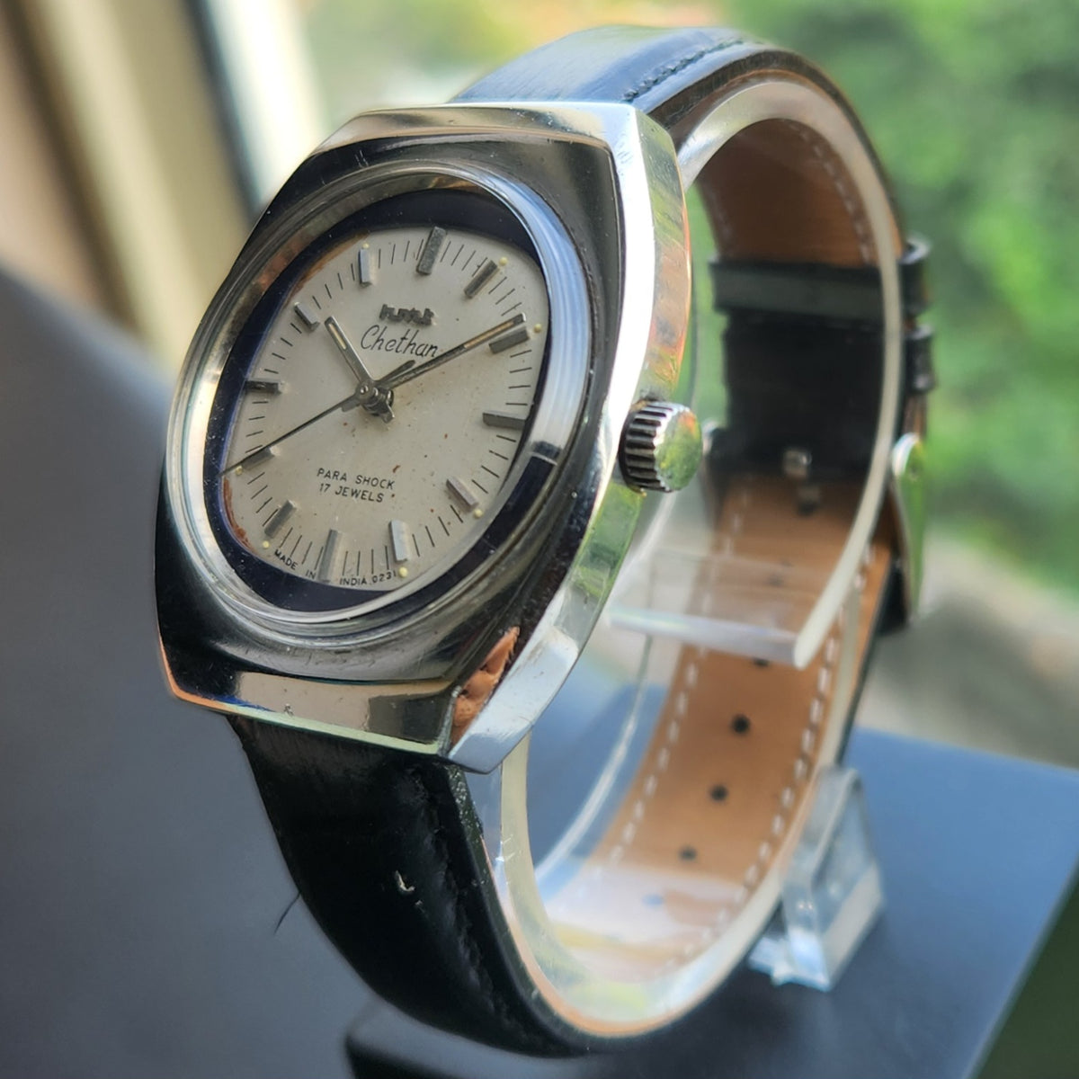 Vintage Original HMT Chethan Hand Winding 17 Jewels Silver Face Men's Wrist Watch HM185