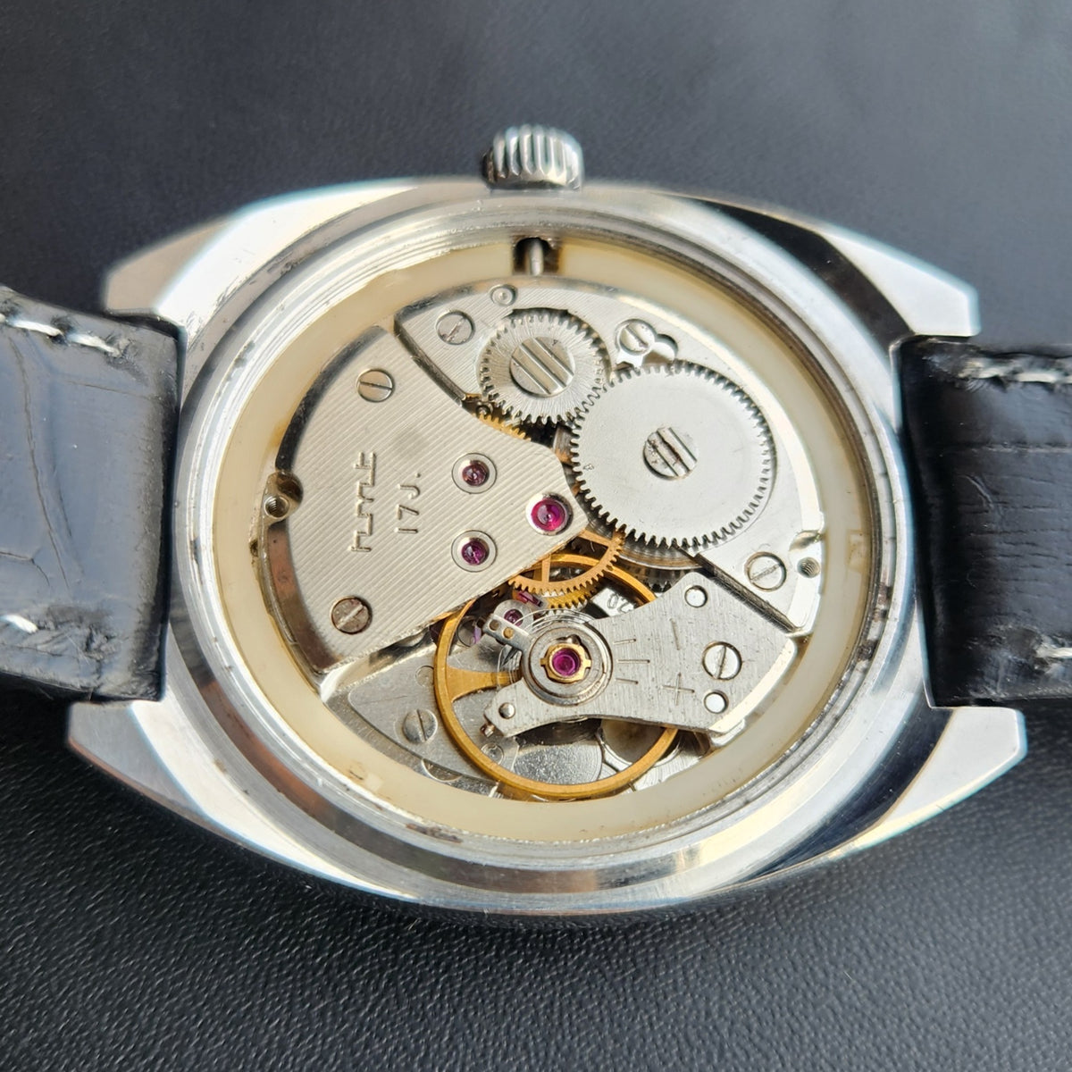 Vintage Original HMT Chethan Hand Winding 17 Jewels Silver Face Men's Wrist Watch HM185