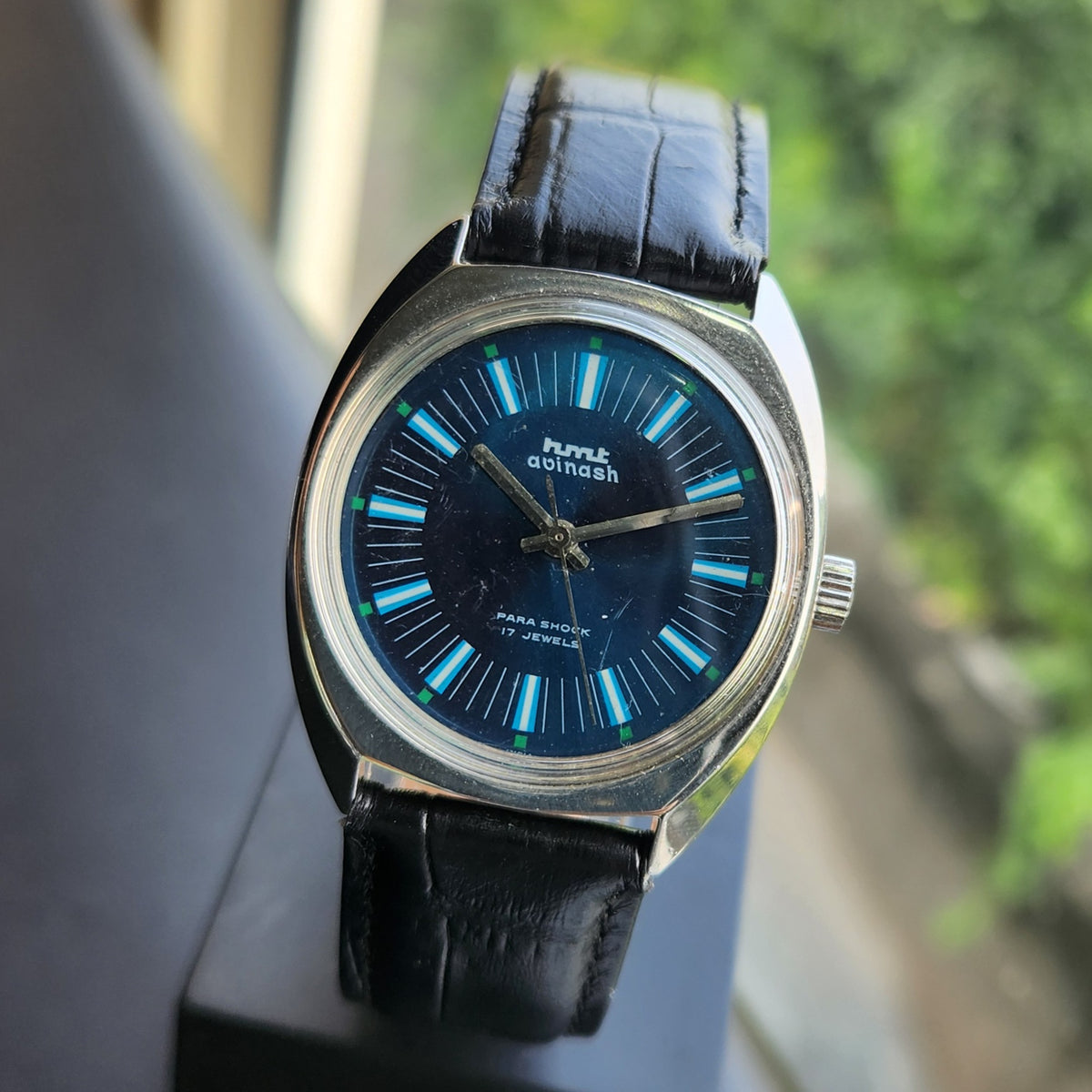 Vintage Original HMT Avinash Hand Winding 17 Jewels Blue Face Men's Wrist Watch HM187