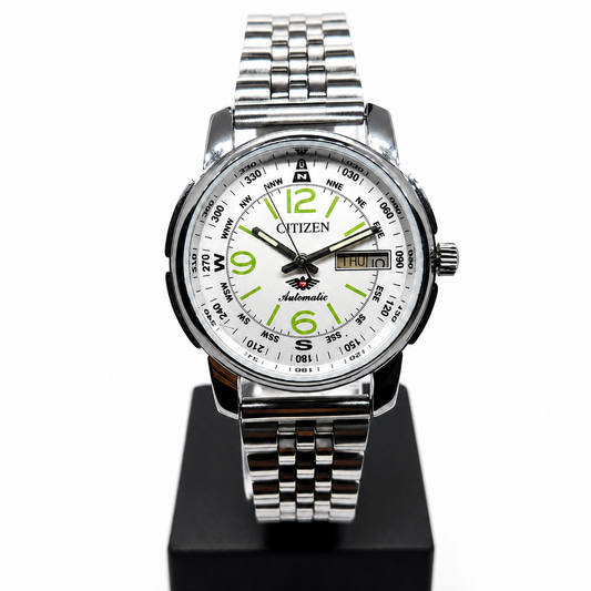 Vintage Mod Citizen 8200 Automatic White Face 37MM Case Day-Date Men's Wrist Watch CT128