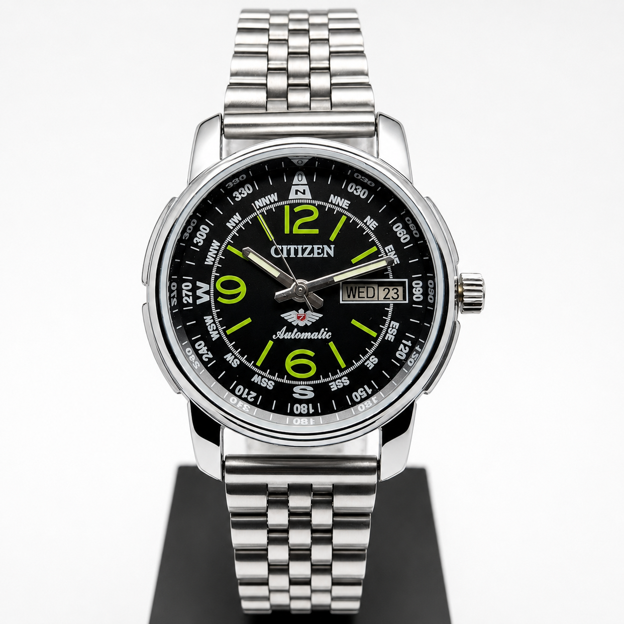 Vintage Mod Citizen 8200 Automatic Black Face 37MM Case Day-Date Men's Wrist Watch CT129