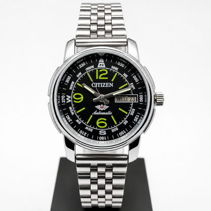 Vintage Mod Citizen 8200 Automatic Black Face 37MM Case Day-Date Men's Wrist Watch CT129