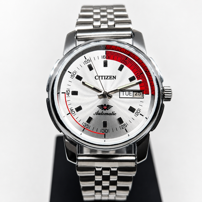 Vintage Mod Citizen 8200 Automatic Silver Face 37MM Case Day-Date Men's Wrist Watch CT130