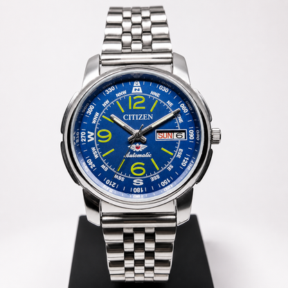 Vintage Mod Citizen 8200 Automatic Blue Face 37MM Case Day-Date Men's Wrist Watch CT131