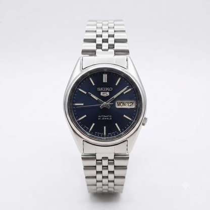 Vintage 1980 Original Seiko 5 Automatic 7s26-3100 Blue face 17 Jewels Day-Date Japanese Men's Wrist Watch OG211
