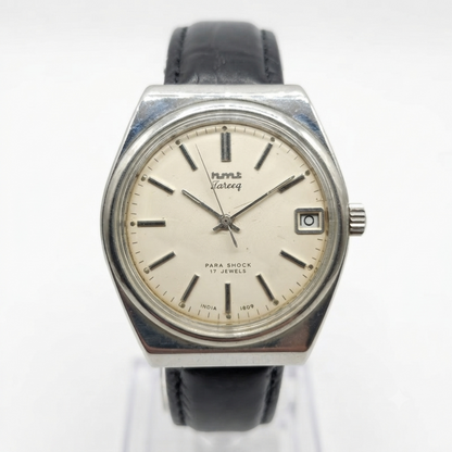 Vintage Original HMT Tareeq Hand Winding 17 Jewels Cream Face Date Men's Wrist Watch HM108
