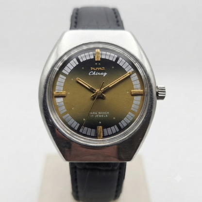 Vintage Original HMT Chirag Hand Winding 17 Jewels Gold Face Men's Wrist Watch HM88