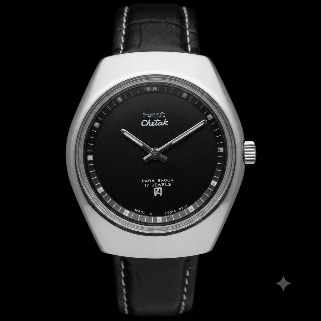 Vintage Original HMT Chetak Hand Winding 17 Jewels Black Face Men's Wrist Watch HM66