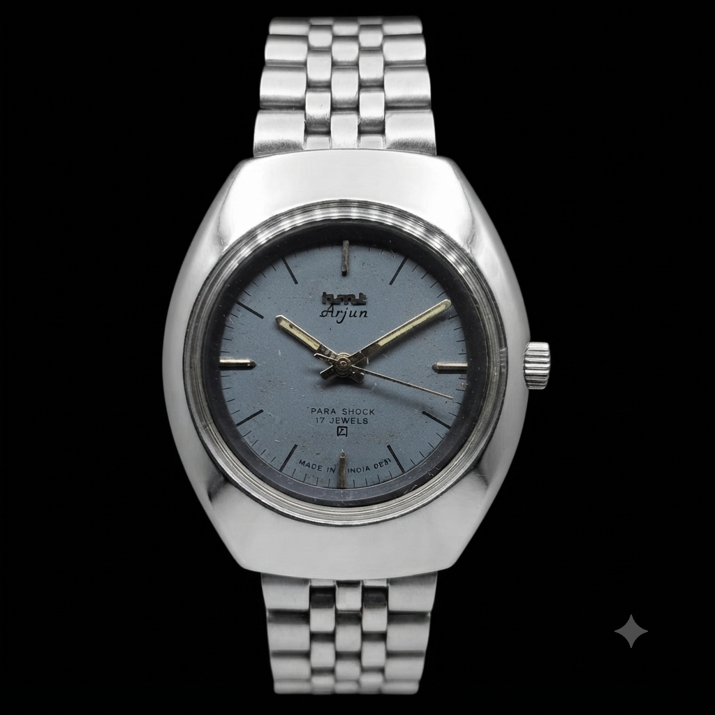 Vintage Original HMT Arjun Hand Winding 17 Jewels Grey Face Men's Wrist Watch HM80