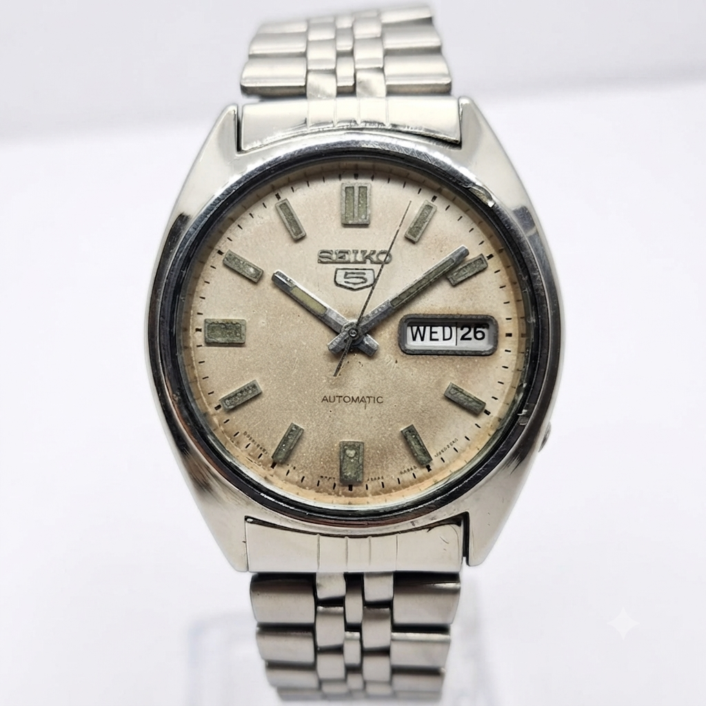 Vintage 1983 Original Seiko 5 Automatic 6309-8840 Cream Face 17 Jewels Day-Date Japanese Men's Wrist Watch OG310