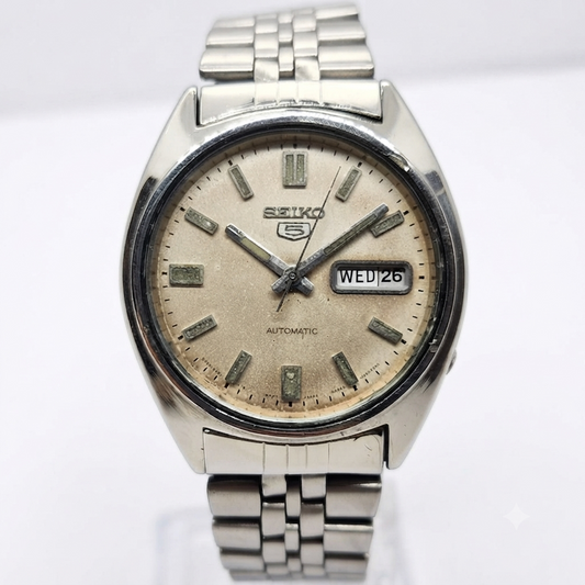 Vintage 1983 Original Seiko 5 Automatic 6309-8840 Cream Face 17 Jewels Day-Date Japanese Men's Wrist Watch OG310