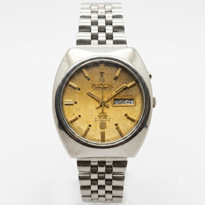Vintage Ricoh R31 Gold Face Automatic 21 Jewels Jubliee Bracelet Men's Wrist Watch R40