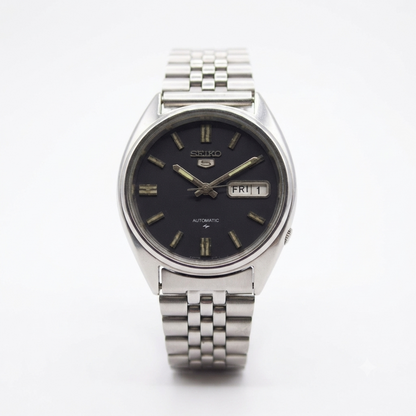 Vintage 1983 Original Seiko 5 Automatic 6309-8920 Black Face 17 Jewels Day-Date Japanese Men's Wrist Watch SK04
