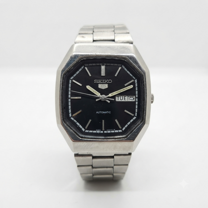 Vintage 1980 Original Seiko 5 Automatic 6309-8840 Black face 17 Jewels Day-Date Japanese Men's Wrist Watch OG200