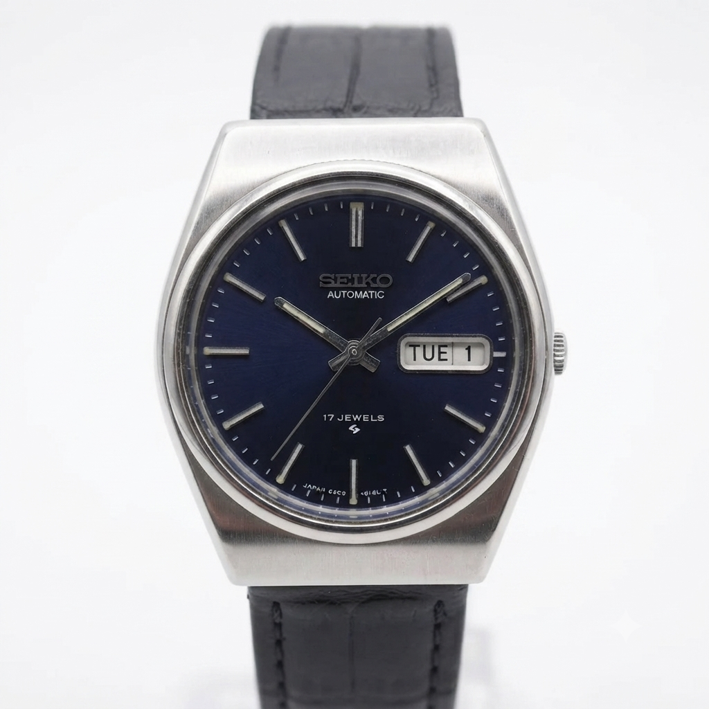 Vintage 1978 Original Seiko 5 Automatic 6309-8120 blue face 17 Jewels Day-Date Japanese Men's Wrist Watch OG38
