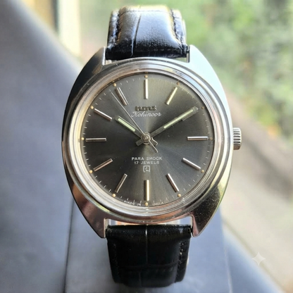 Vintage Original HMT Kohinoor Hand Winding 17 Jewels Grey Face Men's Wrist Watch HM158