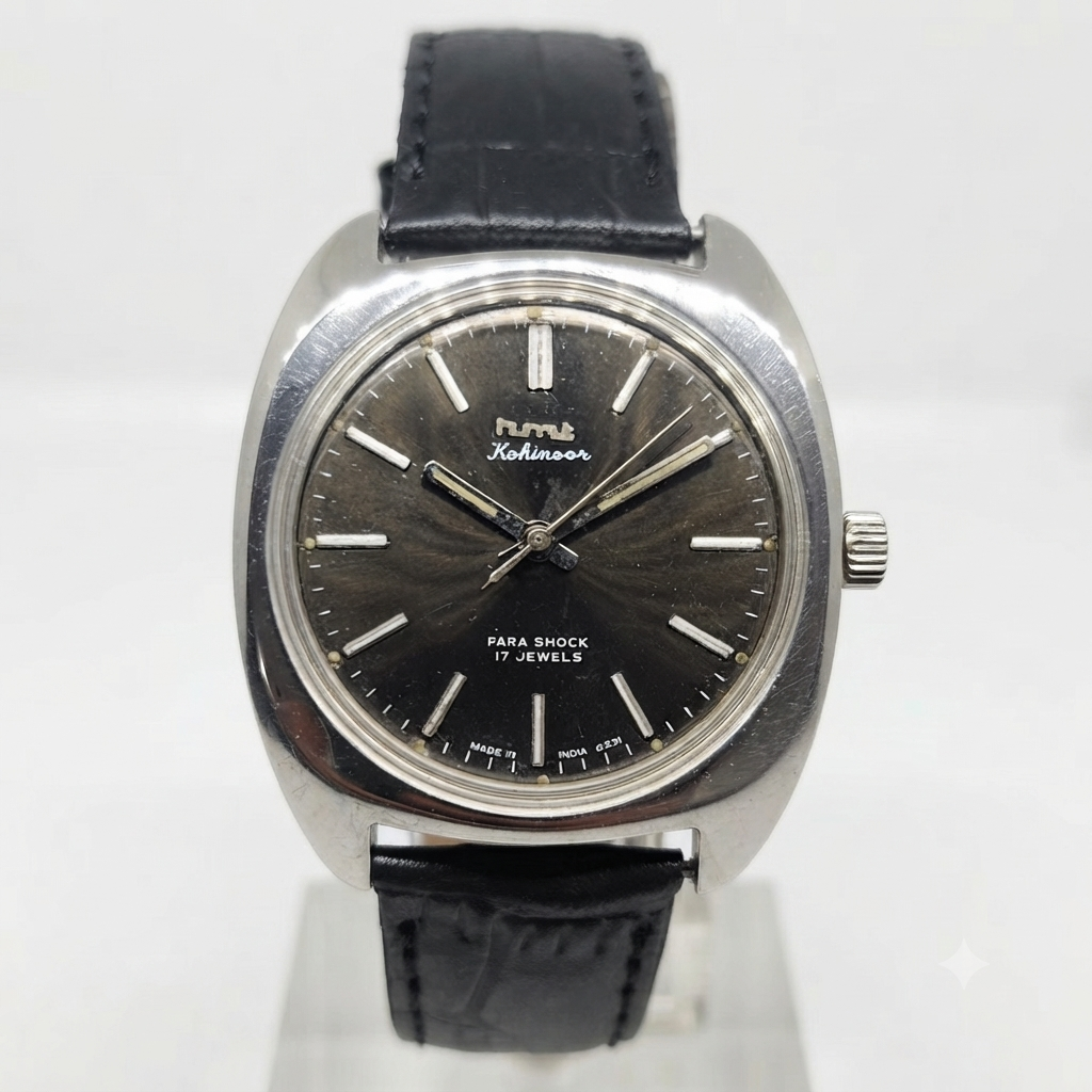 Vintage Original HMT Kohinoor Hand Winding 17 Jewels Brown Face Men's Wrist Watch HM89