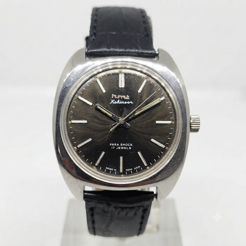 Vintage Original HMT Kohinoor Hand Winding 17 Jewels Brown Face Men's Wrist Watch HM89