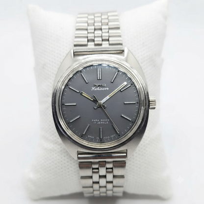 Vintage Original HMT Kohinoor Hand Winding 17 Jewels Grey Face Men's Wrist Watch HM35