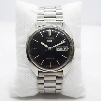 Vintage 1976 Original Seiko 5 Automatic 7009-3080 Black Face 17 Jewels Day-Date Japanese Men's Wrist Watch SA45