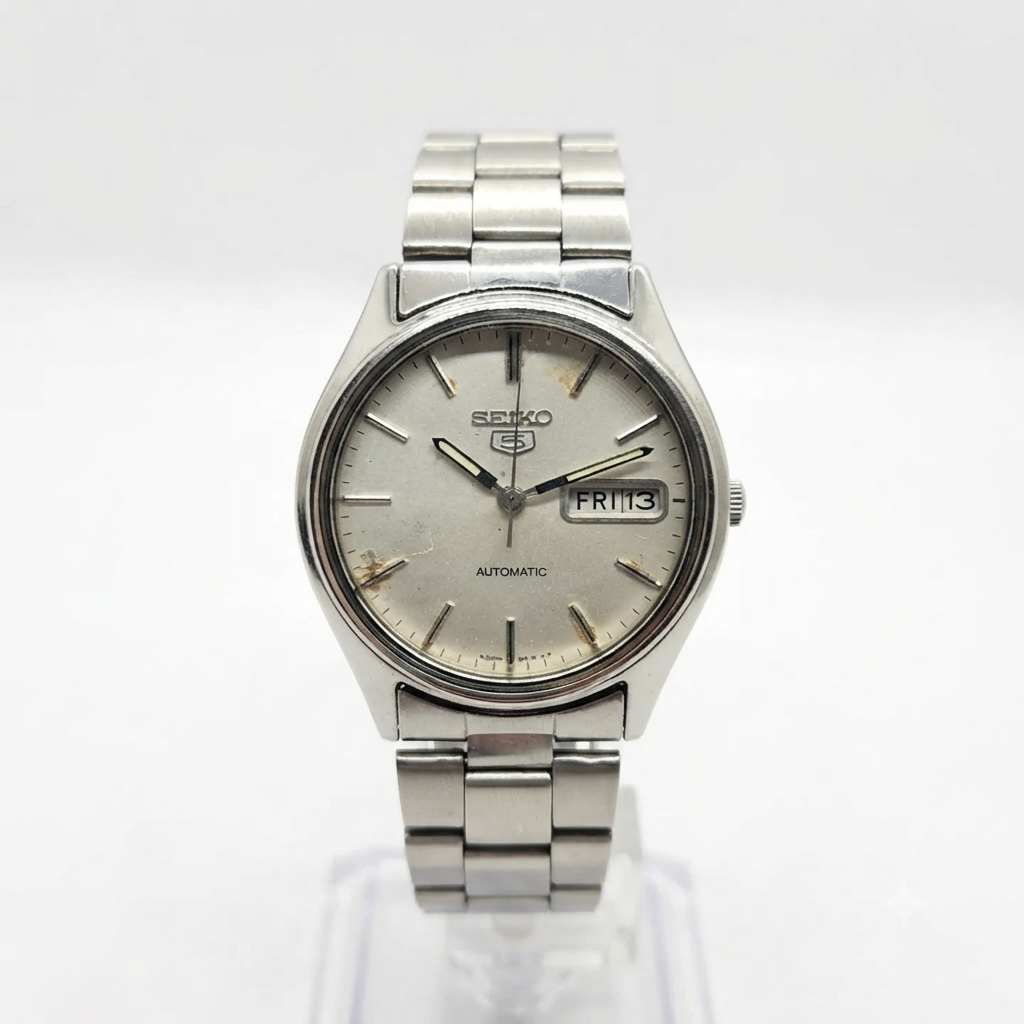Vintage 1976 Original Seiko 5 Automatic 6309-8920 Silver Face 17 Jewels Day-Date Japanese Men's Wrist Watch SA32