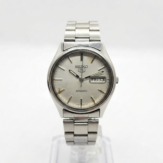 Vintage 1976 Original Seiko 5 Automatic 6309-8920 Silver Face 17 Jewels Day-Date Japanese Men's Wrist Watch SA32