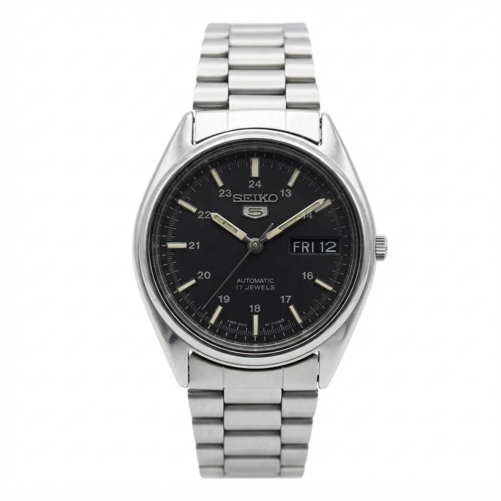 Vintage 1976 Original Seiko 5 Automatic 6309-6240 Black Face 17 Jewels Day-Date Japanese Men's Wrist Watch SK07