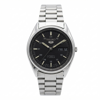 Vintage 1976 Original Seiko 5 Automatic 6309-6240 Black Face 17 Jewels Day-Date Japanese Men's Wrist Watch SK07