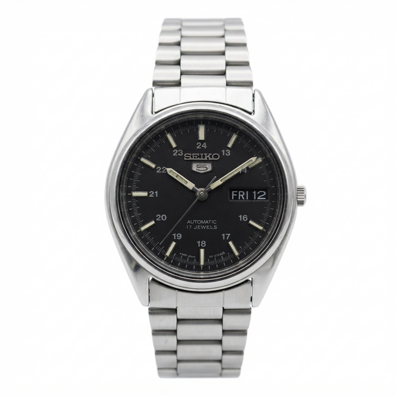 Vintage 1976 Original Seiko 5 Automatic 6309-6240 Black Face 17 Jewels Day-Date Japanese Men's Wrist Watch SK07