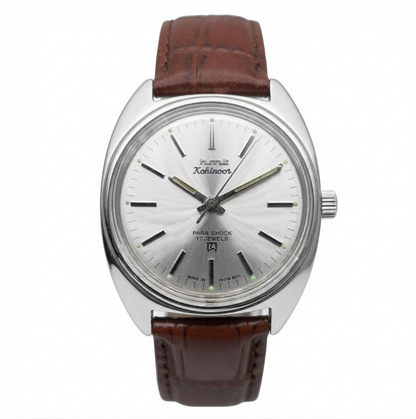 Vintage Original HMT Kohinoor Hand Winding 17 Jewels Silver Face Men's Wrist Watch HM134