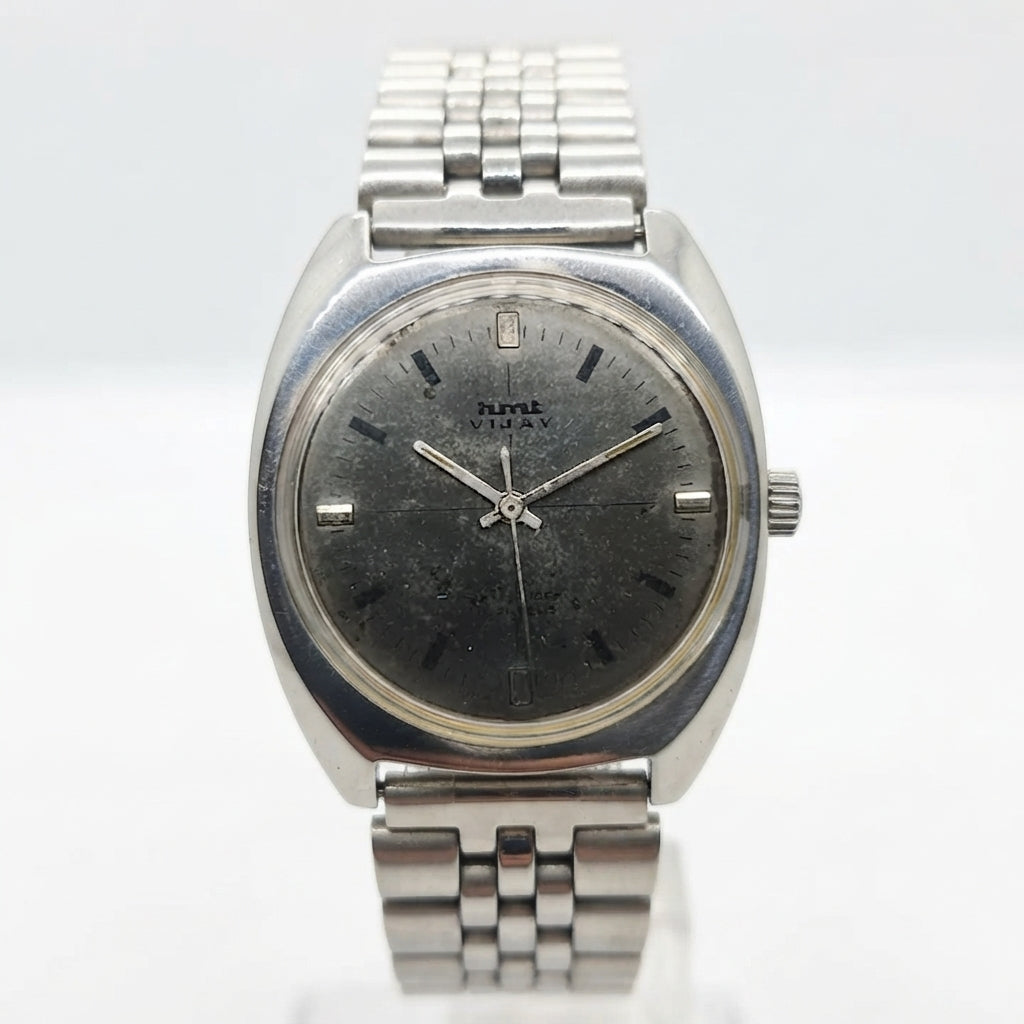 Vintage Original HMT Vijay Hand Winding 17 Jewels Black Face Men's Wrist Watch OG286