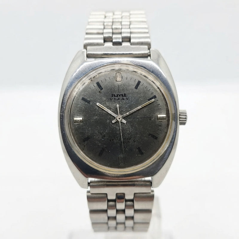 Vintage Original HMT Vijay Hand Winding 17 Jewels Black Face Men's Wrist Watch OG286